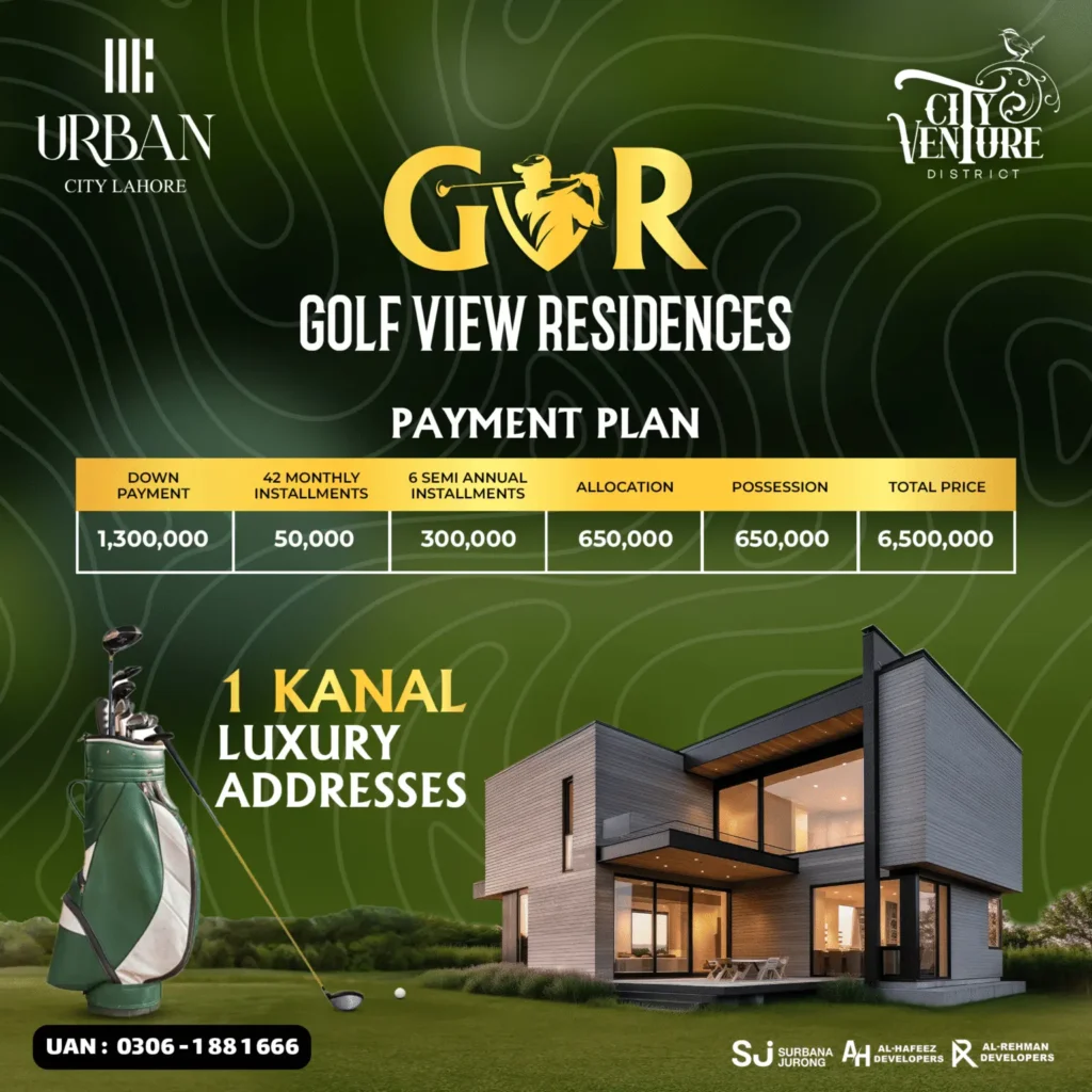 urban city lahore golf club residences payment plan